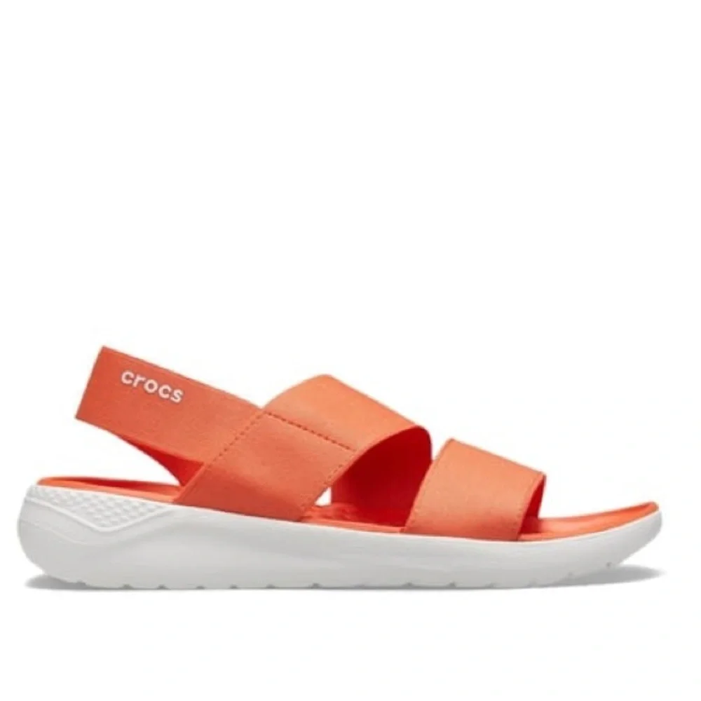 CROCS LiteRide Fresco Sling Back Vibrant Orange Strappy Sandals Sz 10 - Picture 3 of 14
